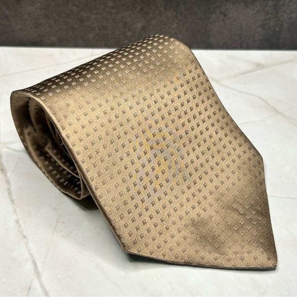 Zylos 57” Silk Brown Patterned Men's Tie - Picture 1 of 3